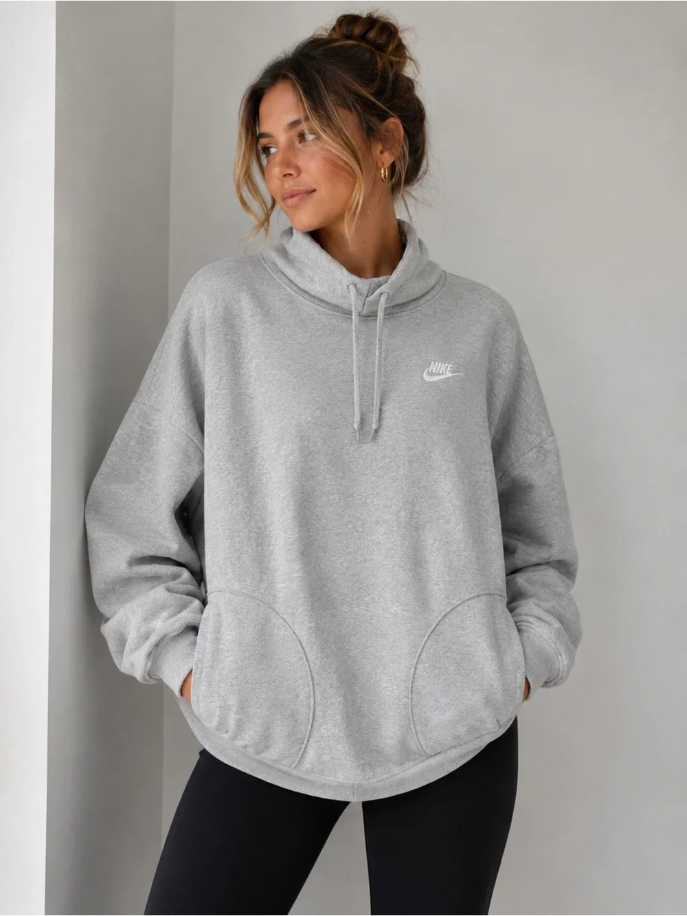 Nike Swoosh Hoodie Clean Girl Oversized Athleisure - Picture 1 of 4